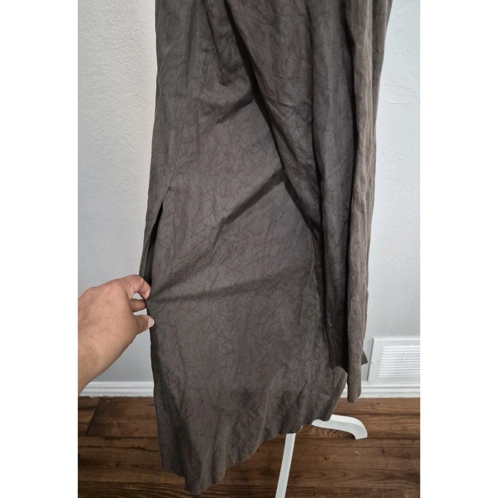 Eileen Fisher Womens Jacket Medium Brown Crinkle Snap Buttons‎ Pockets Long - Picture 4 of 16